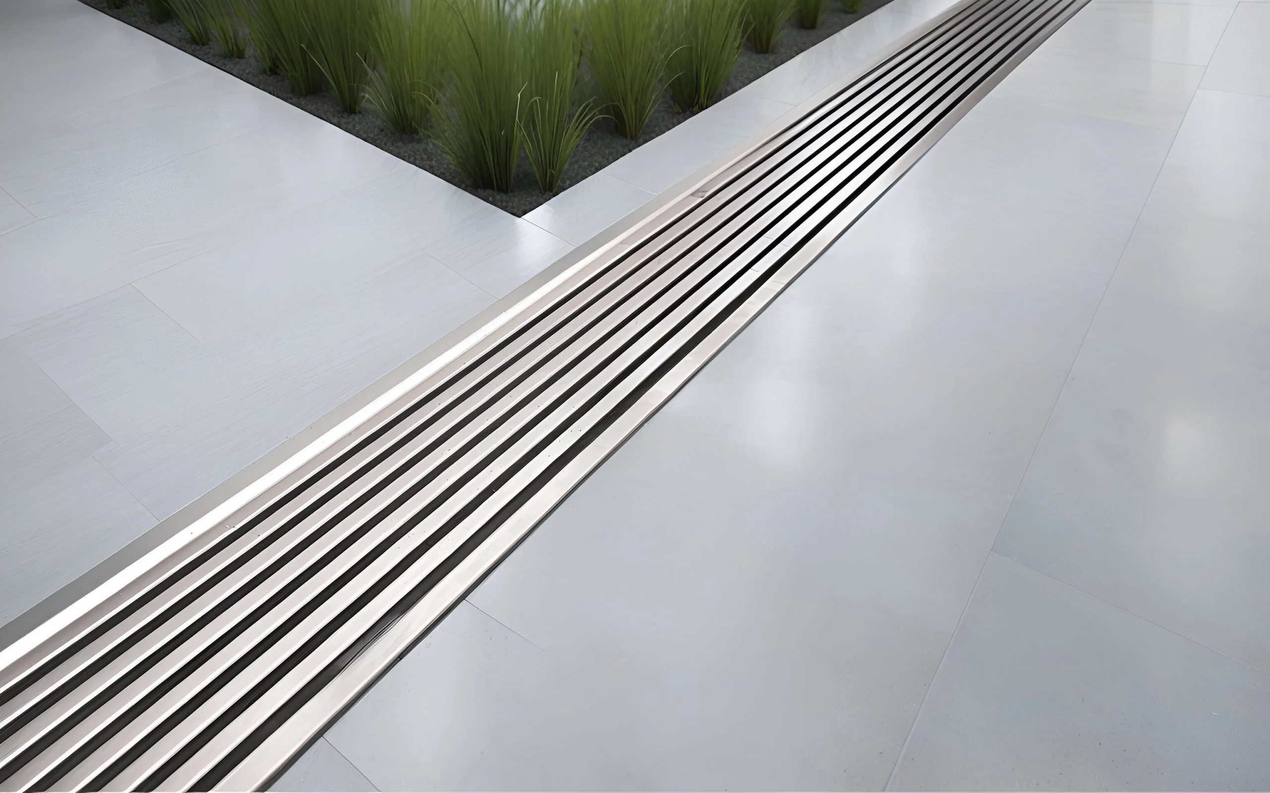 Wasserablaufrinne-aus Edelstahl – Metallbau Pehlivan GmbH Moderne-Wasserablaufrinne-aus-Edelstahl-am-Boden